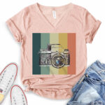 photography t shirt v neck for women heather peach