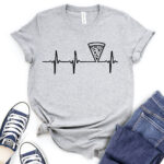 pizza grafic heartbeat t shirt for women heather light grey