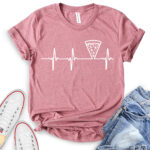 pizza grafic heartbeat t shirt for women heather mauve