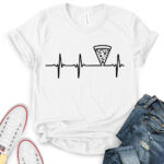 pizza grafic heartbeat t shirt for women white