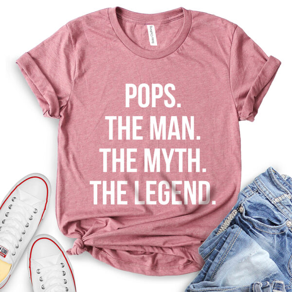 pops the men the myth the legend t shirt for women heather mauve