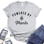 powered by plant t shirt for women heather light grey