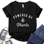 powered by plant t shirt v neck for women black