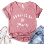 powered by plant t shirt v neck for women heather mauve