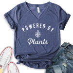 powered by plant t shirt v neck for women heather navy