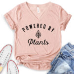 powered by plant t shirt v neck for women heather peach