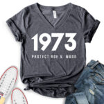 protect roe v wade 1973 t shirt v neck for women heather dark grey