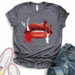 red lips t shirt for women heather dark grey