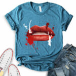 red lips t shirt for women heather deep teal