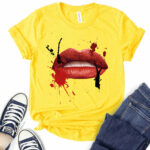 red lips t shirt for women yellow