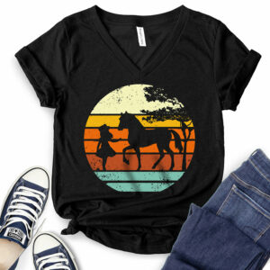 Retro Horse T-Shirt V-Neck for Women 2
