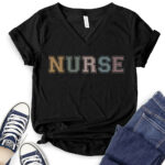 retro nurse t shirt v neck for women black
