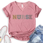 retro nurse t shirt v neck for women heather mauve