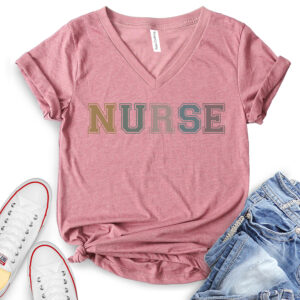 Retro Nurse T-Shirt V-Neck for Women