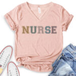retro nurse t shirt v neck for women heather peach