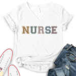 retro nurse t shirt v neck for women white