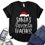 santas favorite teacher t shirt for women black