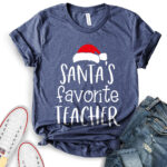 santas favorite teacher t shirt for women heather navy