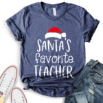santas favorite teacher t shirt heather navy