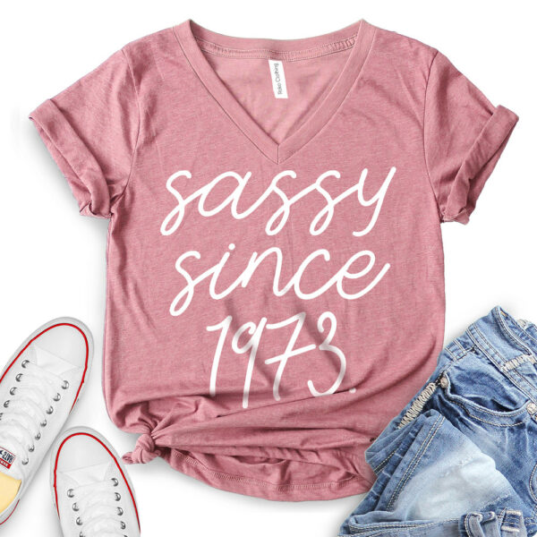 sassy-since-1973-t-shirt-v-neck-for-women-heather-mauve