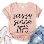 sassy-since-1973-t-shirt-v-neck-for-women-heather-peach