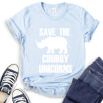 save the chubby unicorns t shirt baby blue