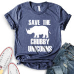 save the chubby unicorns t shirt for women heather navy