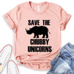 save the chubby unicorns t shirt heather peach