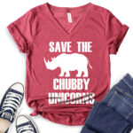 save the chubby unicorns t shirt v neck for women heather cardinal