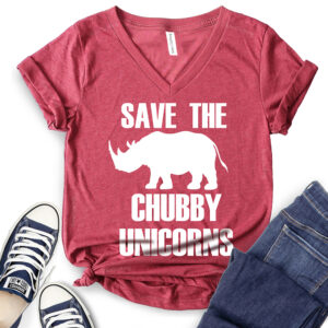 Save The Chubby Unicorns T-Shirt V-Neck for Women