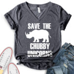 save the chubby unicorns t shirt v neck for women heather dark grey