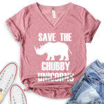 save the chubby unicorns t shirt v neck for women heather mauve