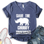save the chubby unicorns t shirt v neck for women heather navy