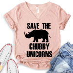 save the chubby unicorns t shirt v neck for women heather peach