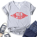 save the drama for your mama t shirt v neck for women heather light grey