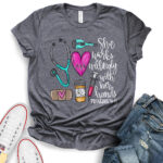 she works willingly with her hands proverbs 3113 t shirt for women heather dark grey