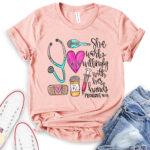 she works willingly with her hands proverbs 3113 t shirt heather peach