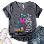 she works willingly with her hands proverbs 3113 t shirt v neck for women heather dark grey