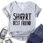 short best friends t shirt v neck for women heather light grey