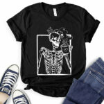 skeleton drink coffee t shirt black