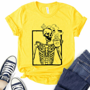 Skeleton Drink Coffee T-Shirt for Women