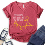 some people just need a pat on the back t shirt v neck for women heather cardinal