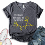 some people just need a pat on the back t shirt v neck for women heather dark grey