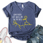 some people just need a pat on the back t shirt v neck for women heather navy