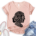 speak your mind even if your voice shakes t shirt v neck for women heather peach