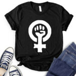 strong female symbol t shirt black