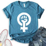 strong female symbol t shirt for women heather deep teal