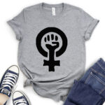 strong female symbol t shirt for women heather light grey