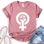 strong female symbol t shirt for women heather mauve