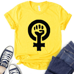 strong female symbol t shirt for women yellow
